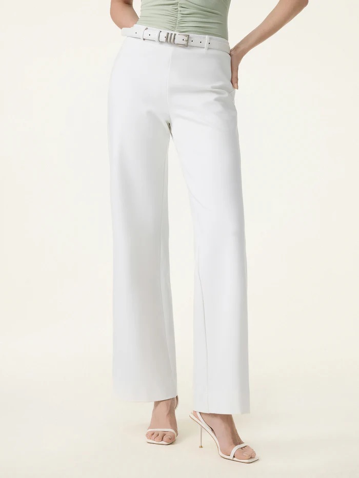 Nwt Ogl Not-See-Thru Drapey Mid Rise Wide Leg Pull-On Pant With Pockets In White